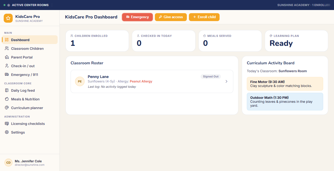 KidsCare Pro Dashboard